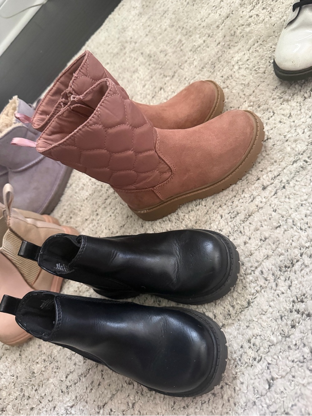 Bundle lot Old Navy Pink Quilted & Black Chelsea Kids Boots size 9 toddler girl